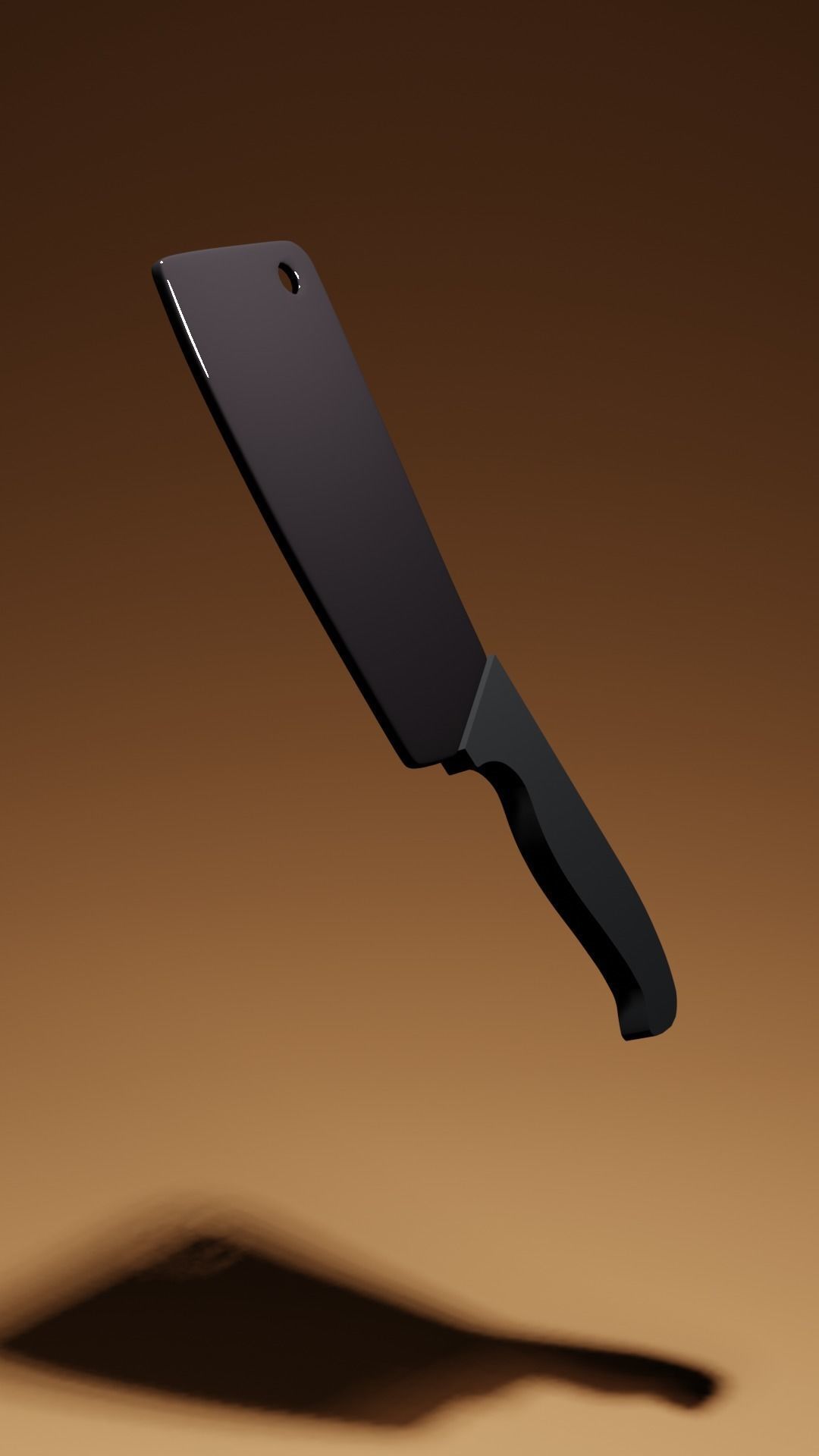 Chopper knife with shadow Low-poly 3D model_1