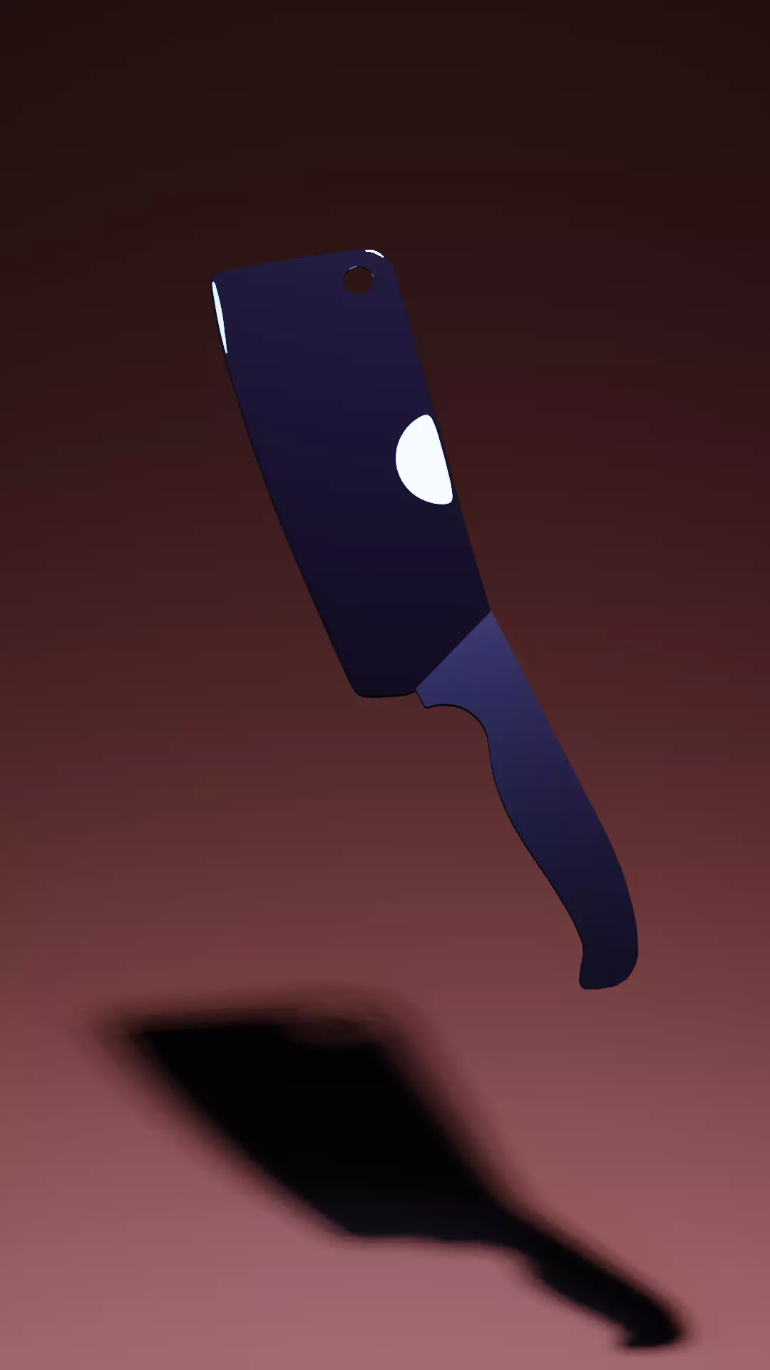 Chopper knife with shadow Low-poly 3D model_0