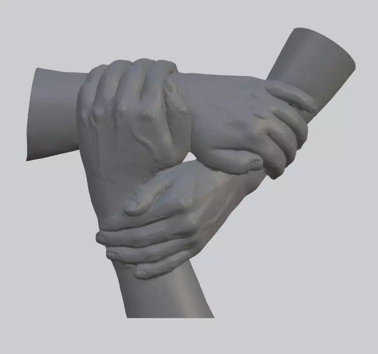 3 hands holding 3D print model_0