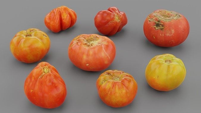 Tomatoes collection high-poly in mesh basket 3D model 2