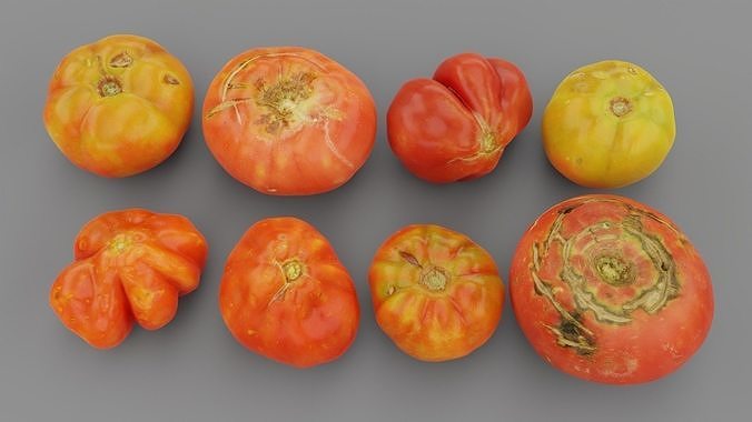 Tomatoes collection high-poly in mesh basket 3D model 3