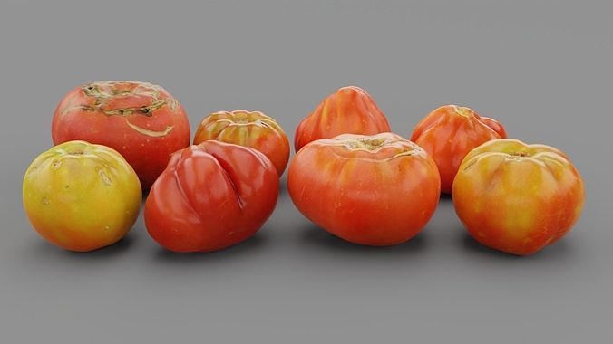 Tomatoes collection high-poly in mesh basket 3D model 7