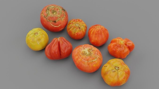 Tomatoes collection high-poly in mesh basket 3D model 6