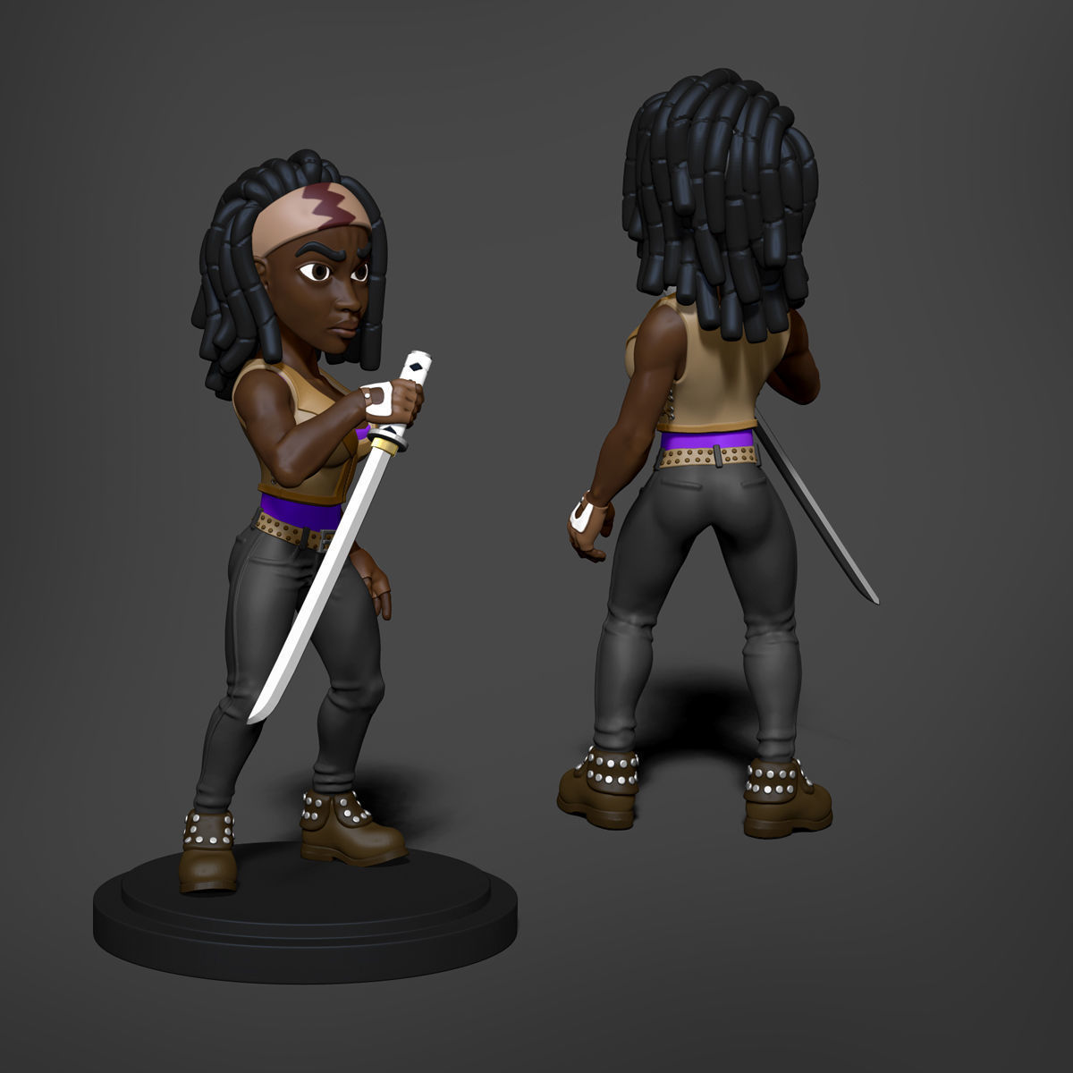 Michonne - the walking dead fanart - 3d printing 3D print model_3