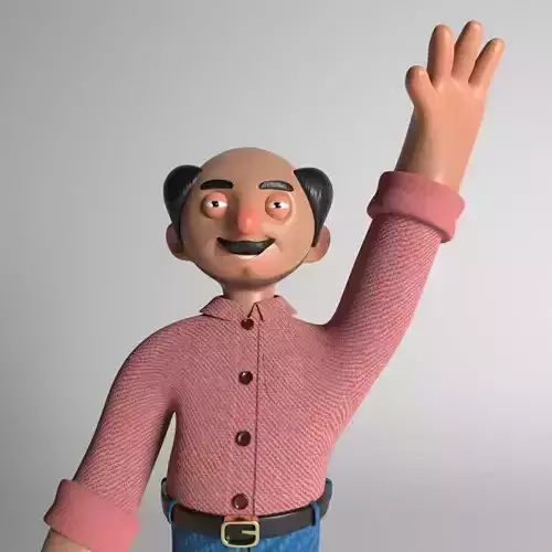 Character cartoon jumping in air Low-poly 3D model