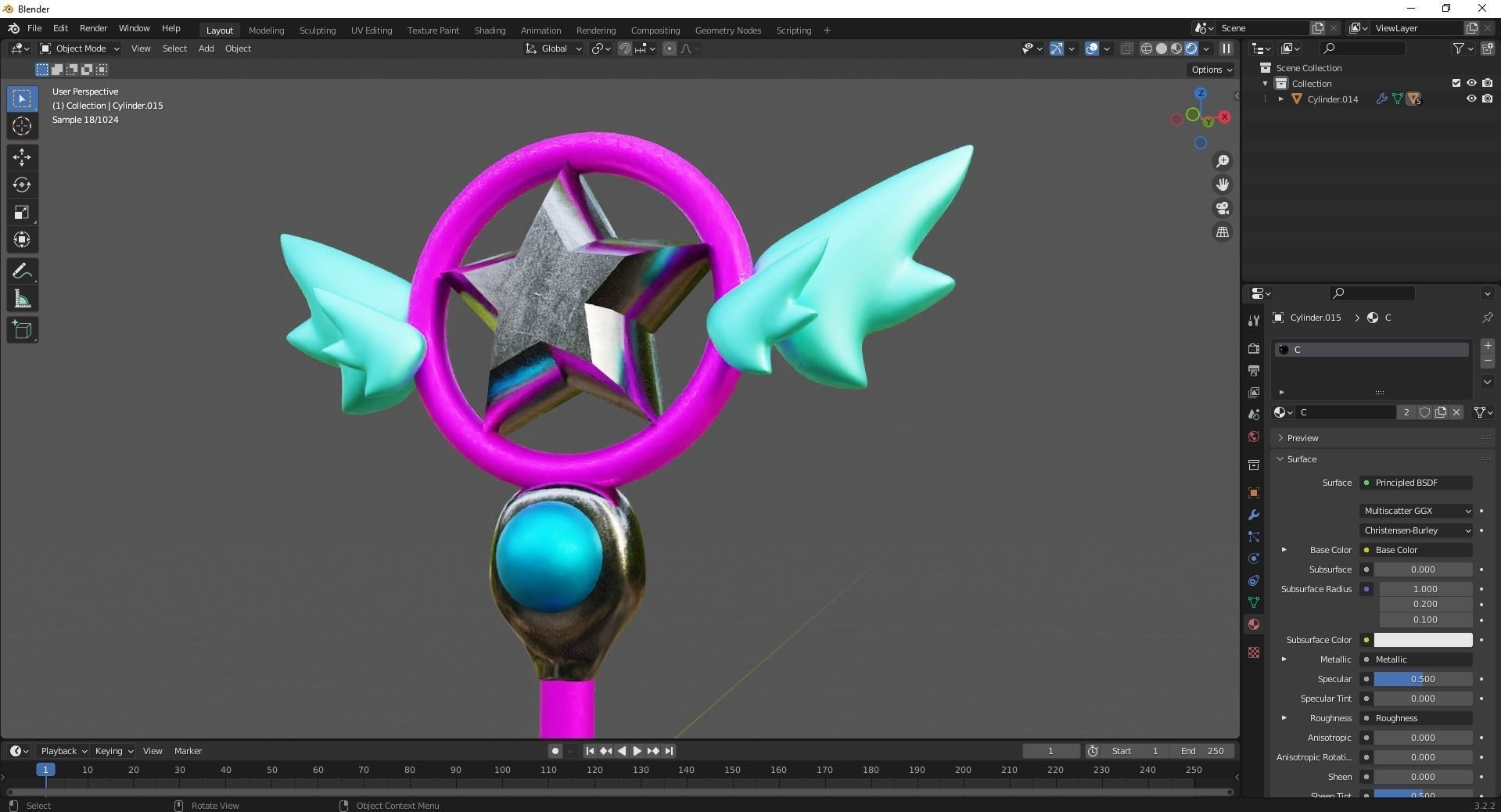 Magic Staff Toy Low-poly 3D model_9