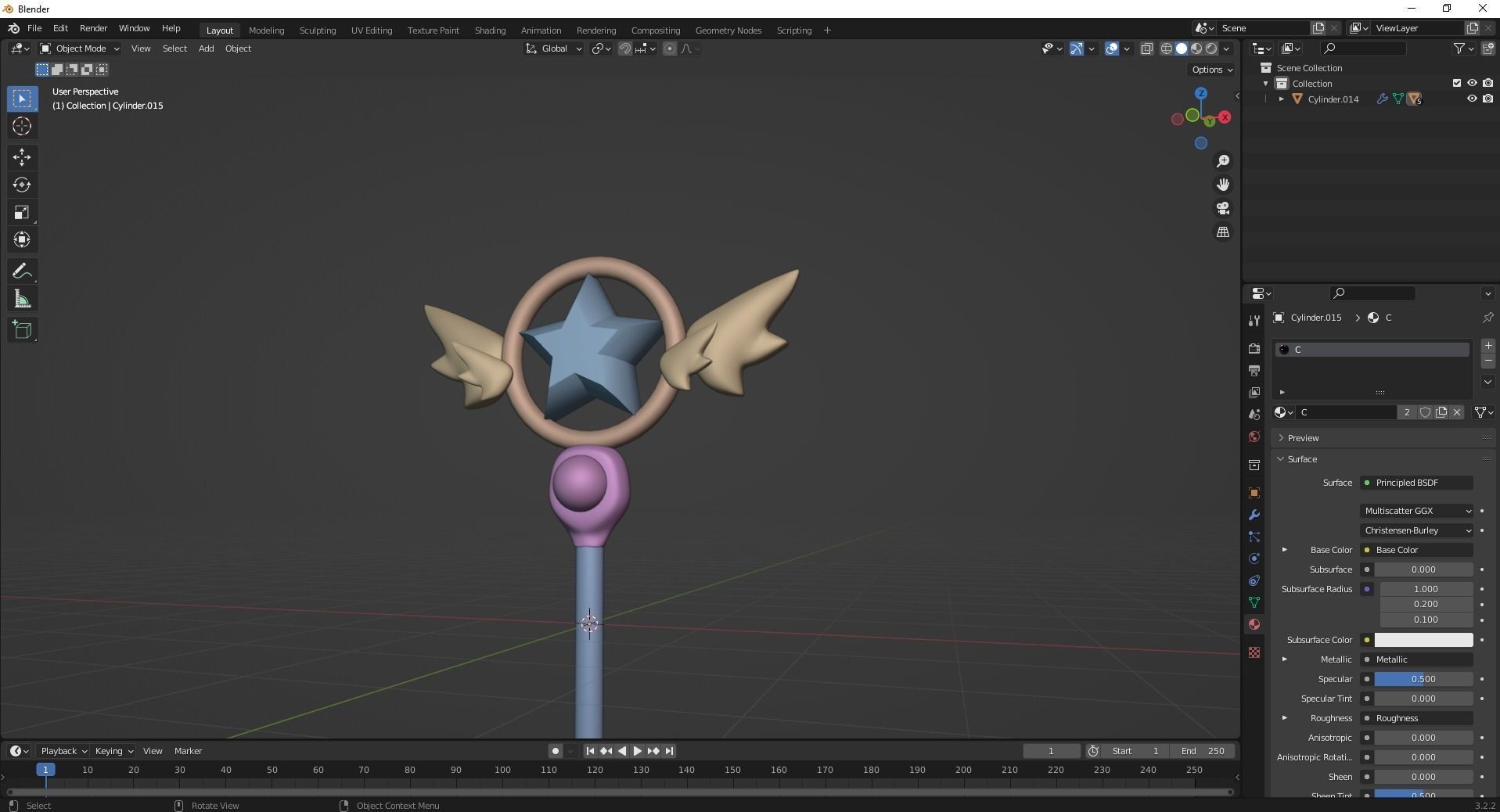 Magic Staff Toy Low-poly 3D model_1
