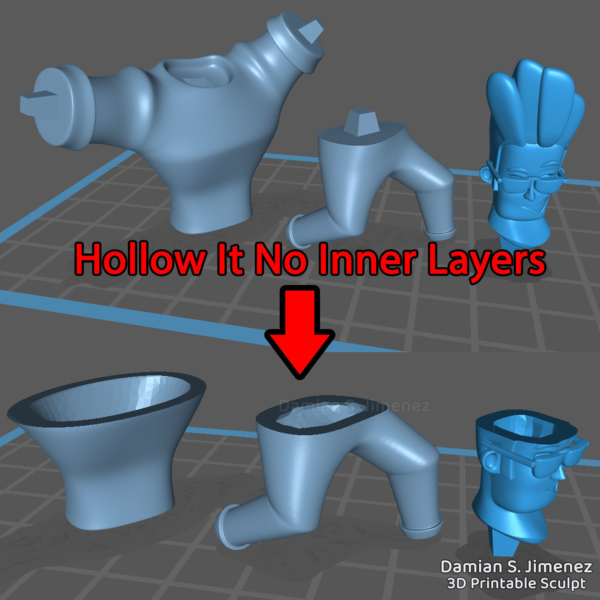 Johnny Bravo STL 3D Printable sculpture 3D print figure 3D model 3D ...