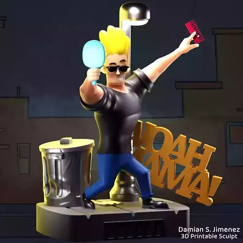 Johnny Bravo STL 3D Printable sculpture 3D print figure 3D print model