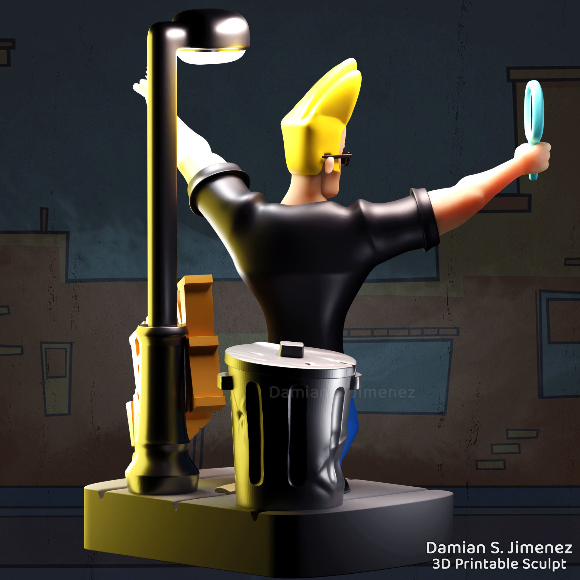 Johnny Bravo STL 3D Printable sculpture 3D print figure 3D model 3D ...