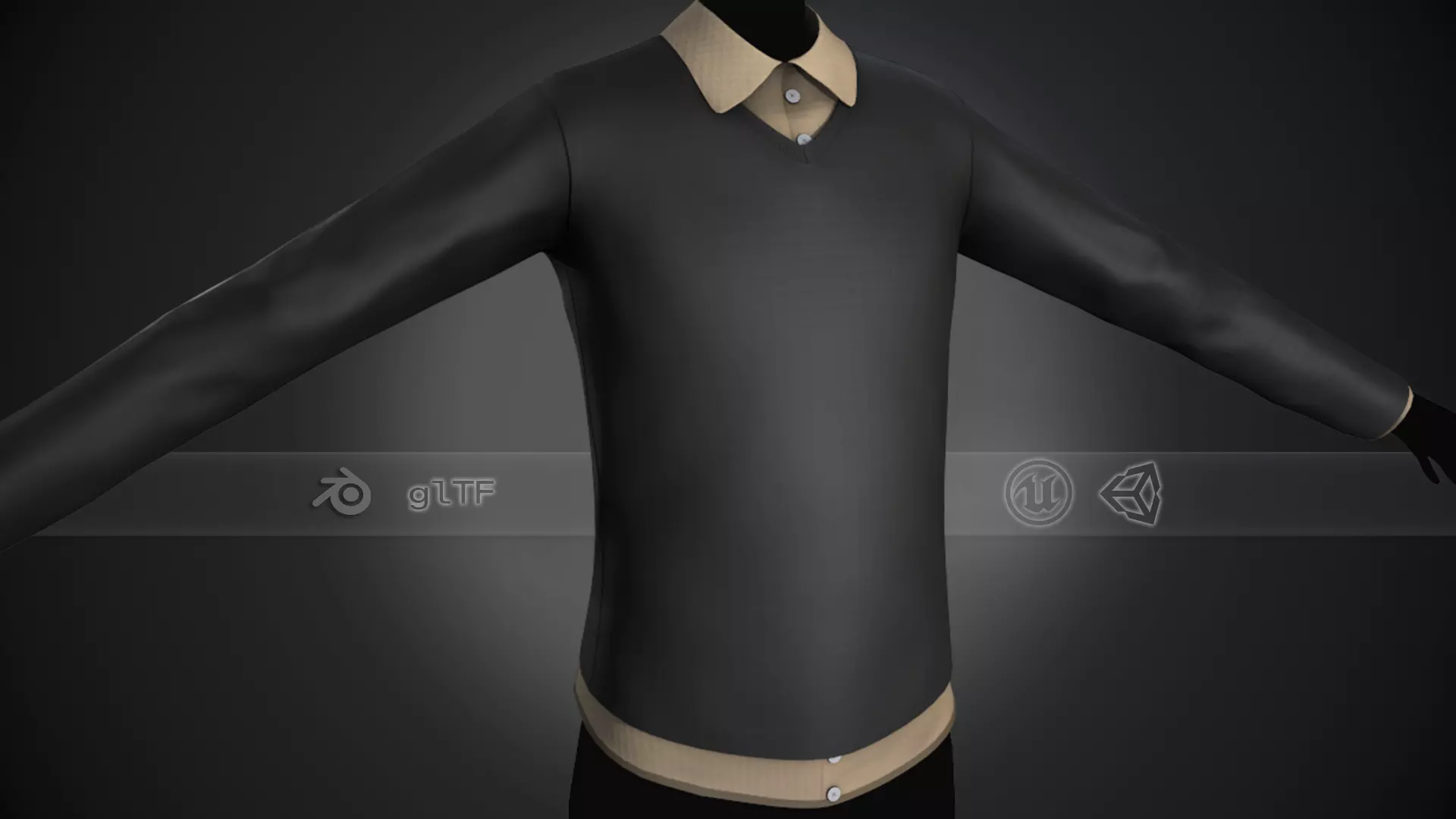 Sweater With a Shirt Style 1 Low-poly 3D model