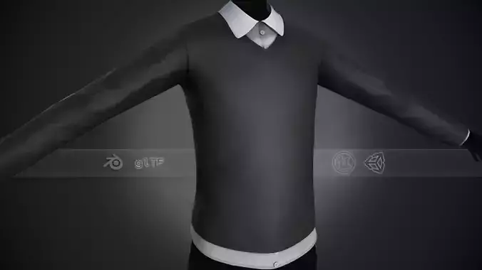 Sweater With a Shirt Style 2 Low-poly 3D model