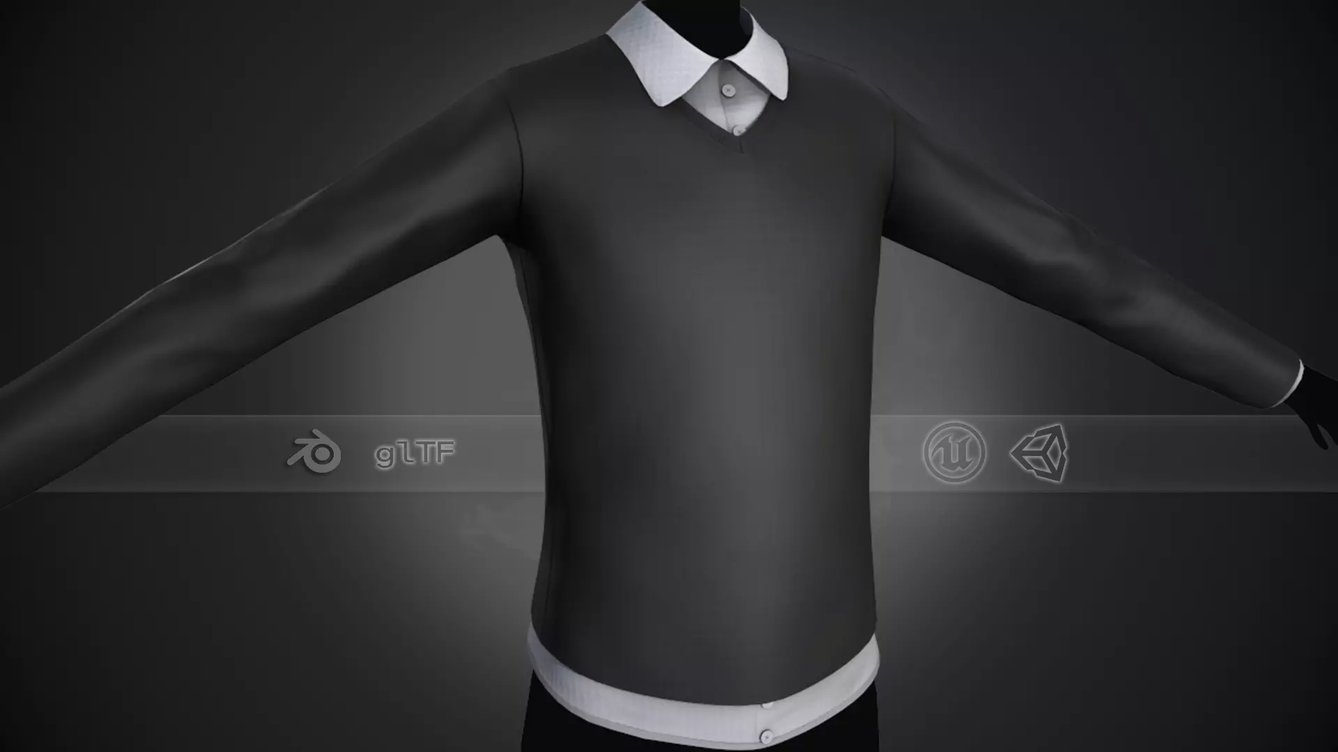 Sweater With a Shirt Style 2 Low-poly 3D model