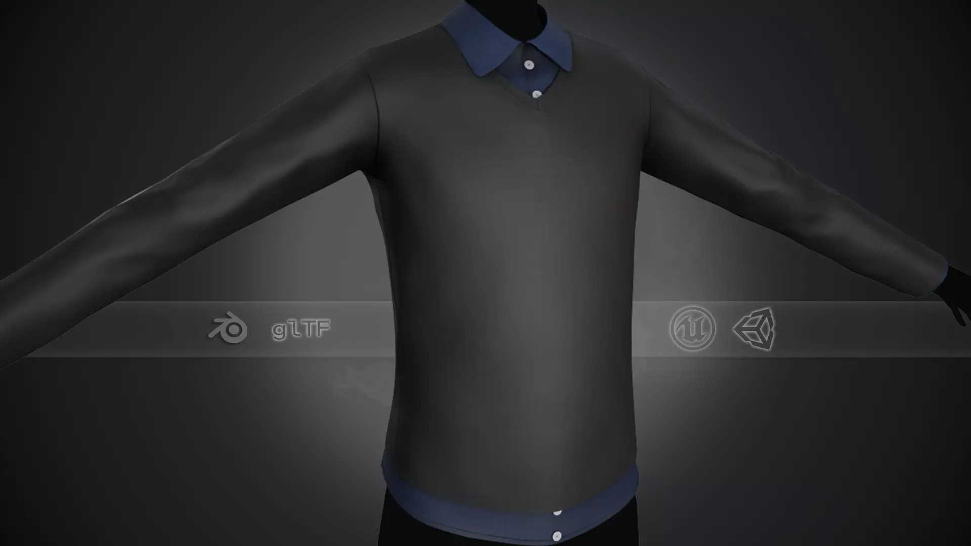 Sweater With a Shirt Style 3 Low-poly 3D model