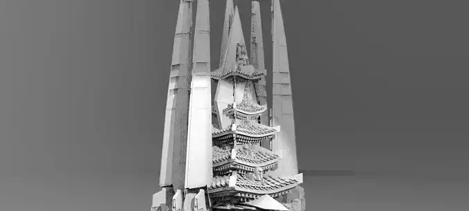 Cyberpunk Chancellor Tower Kitbash 1 3D model