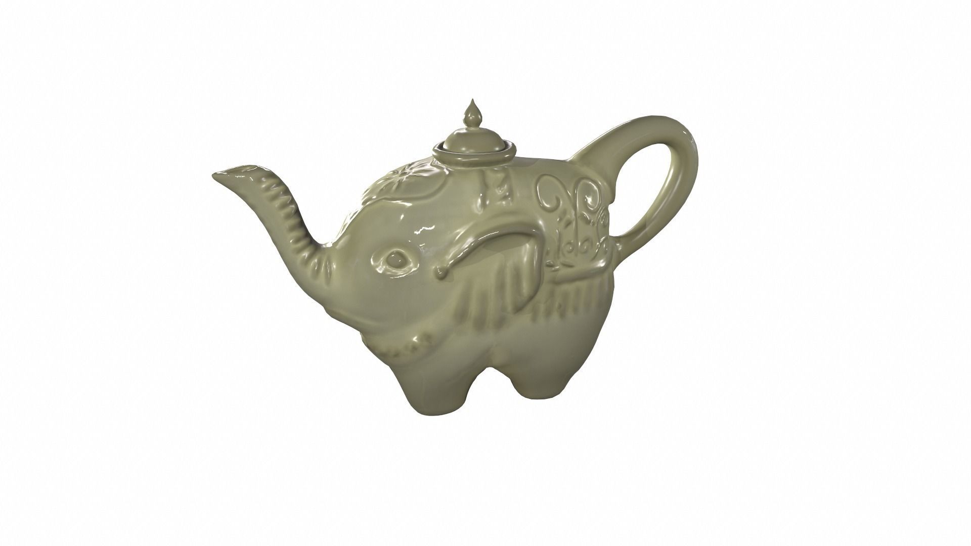 Elephant-shaped Teapot Low-poly 3D model_1