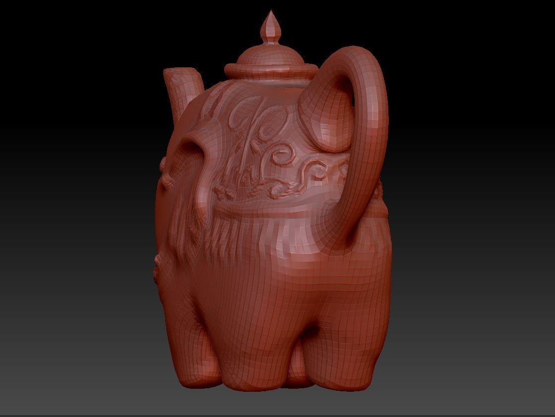 Elephant-shaped Teapot Low-poly 3D model_6