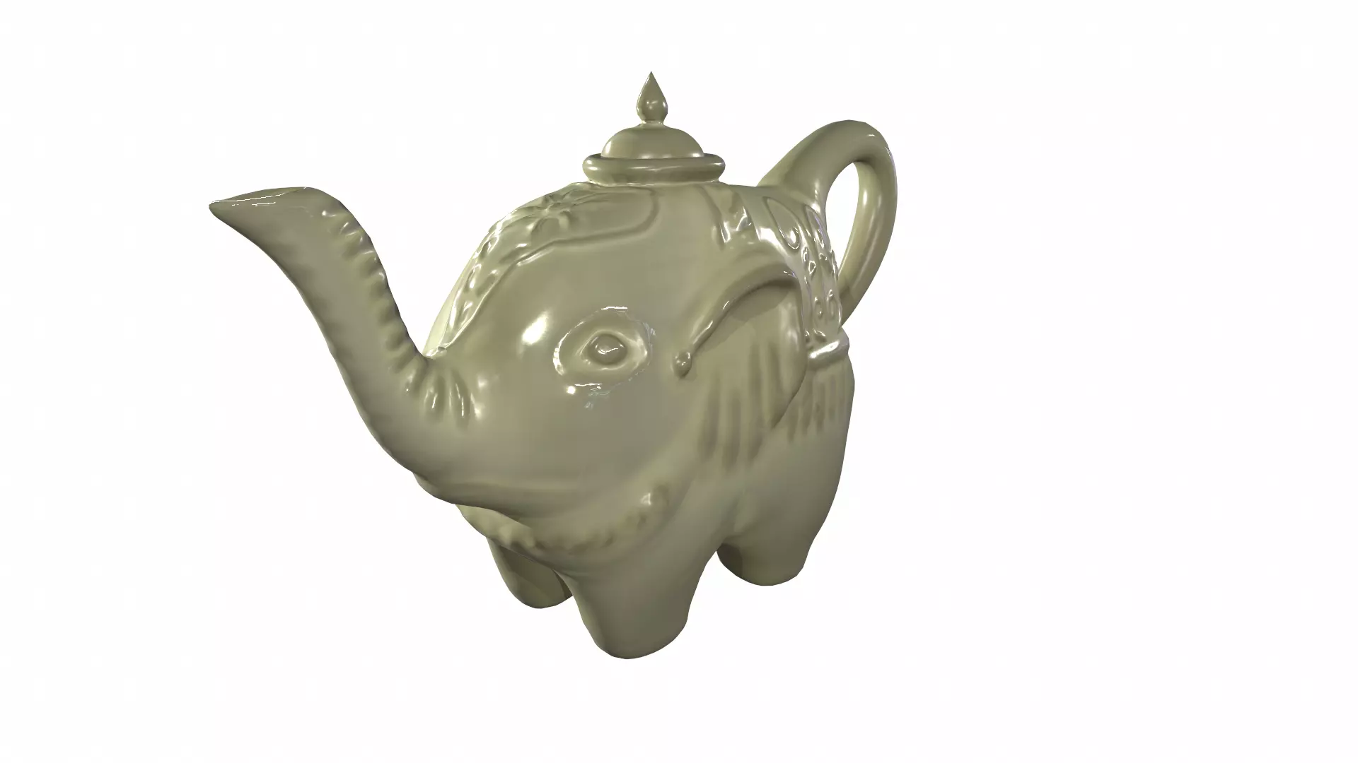 Elephant-shaped Teapot Low-poly 3D model_0