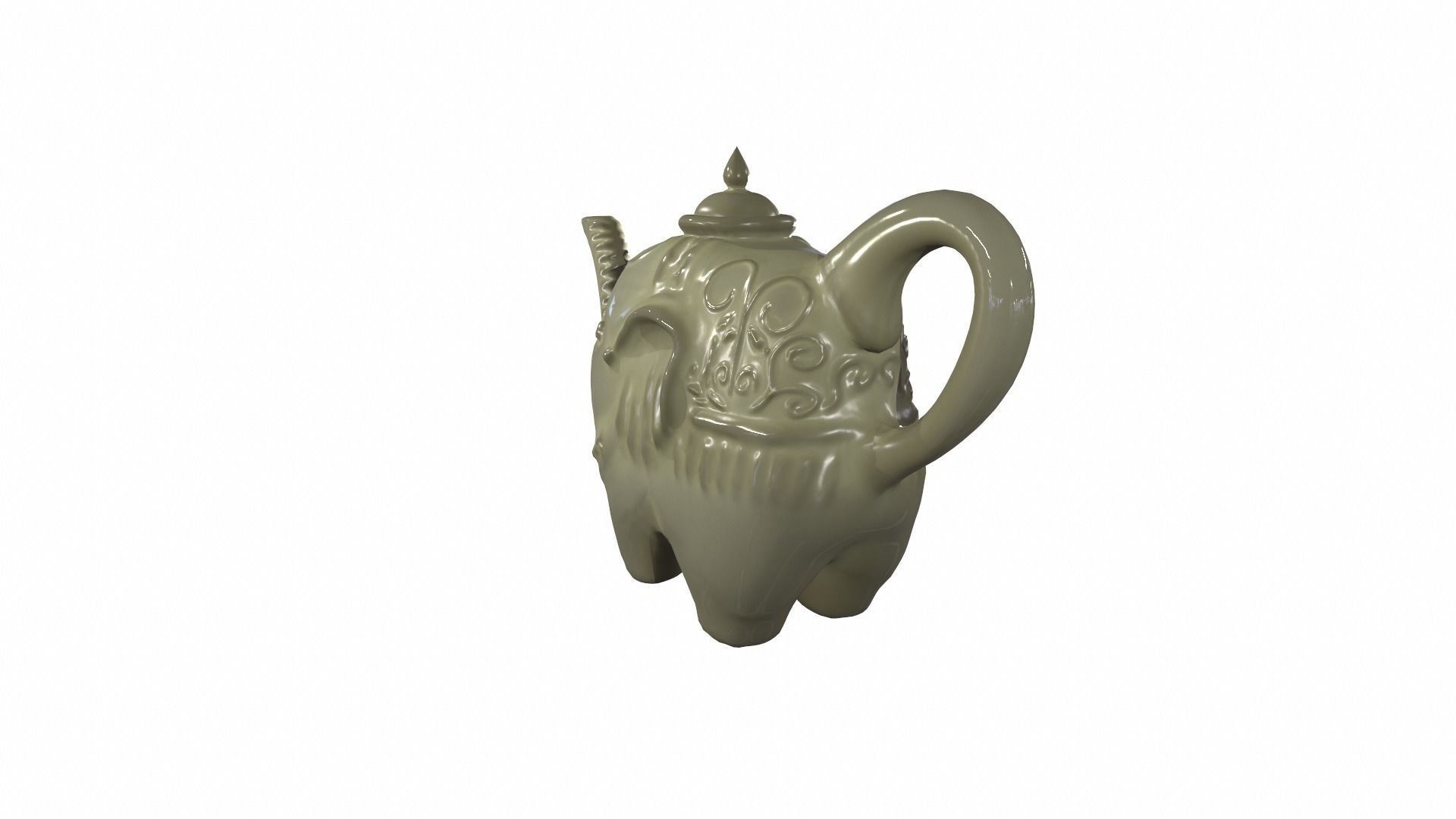 Elephant-shaped Teapot Low-poly 3D model_3
