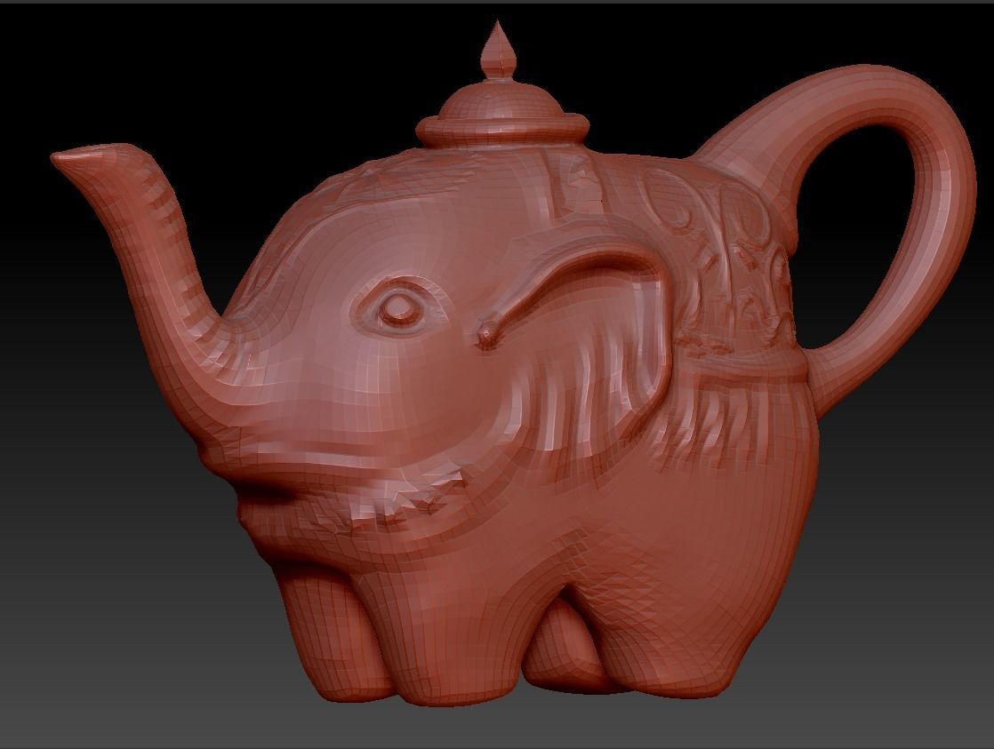 Elephant-shaped Teapot Low-poly 3D model_5