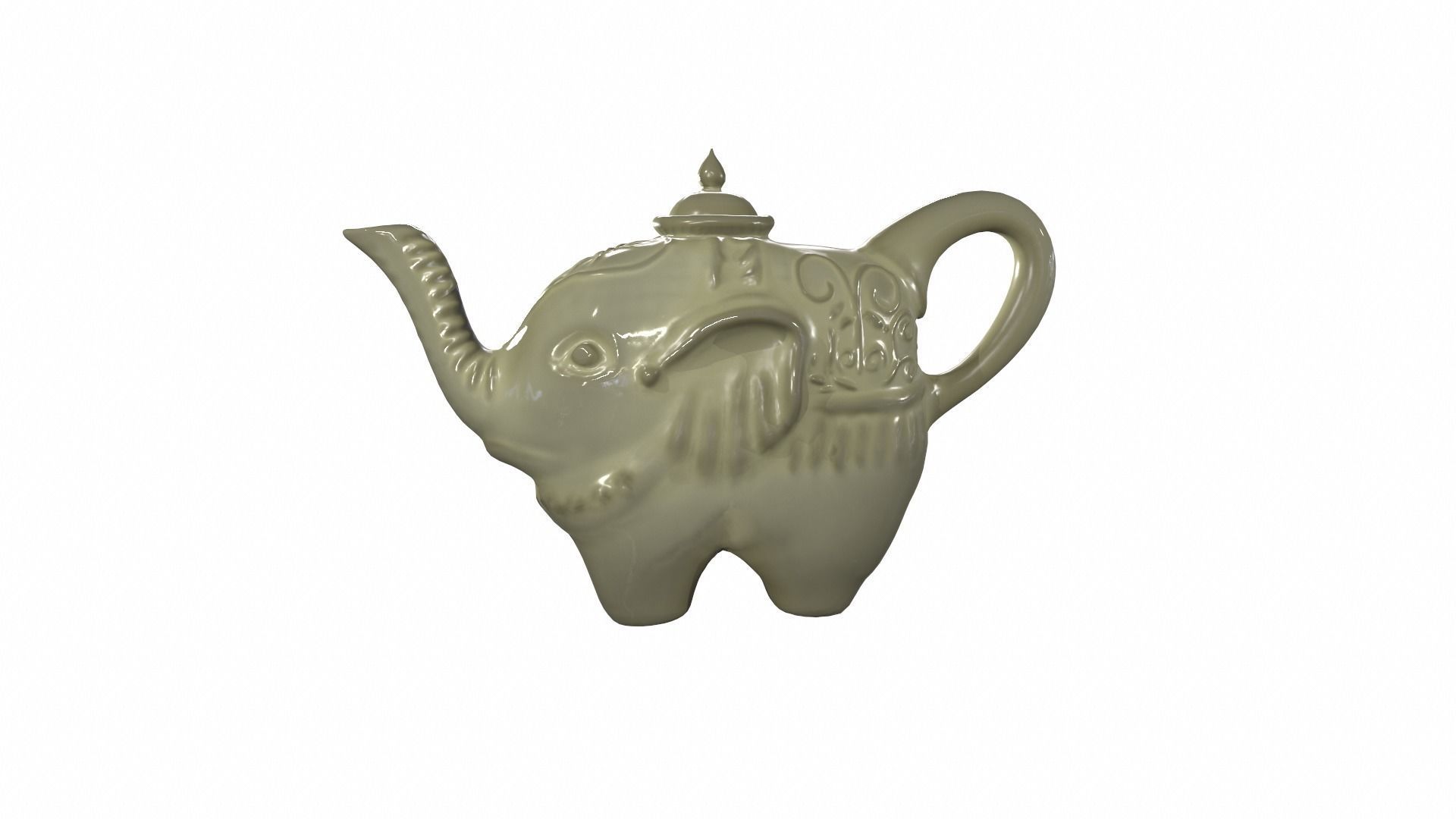 Elephant-shaped Teapot Low-poly 3D model_2