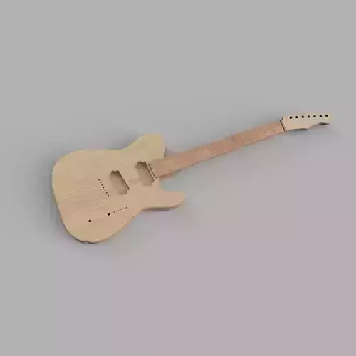 CNC Modern 7 String Telecaster Guitar Body and Neck 3D CAD Model 3D model
