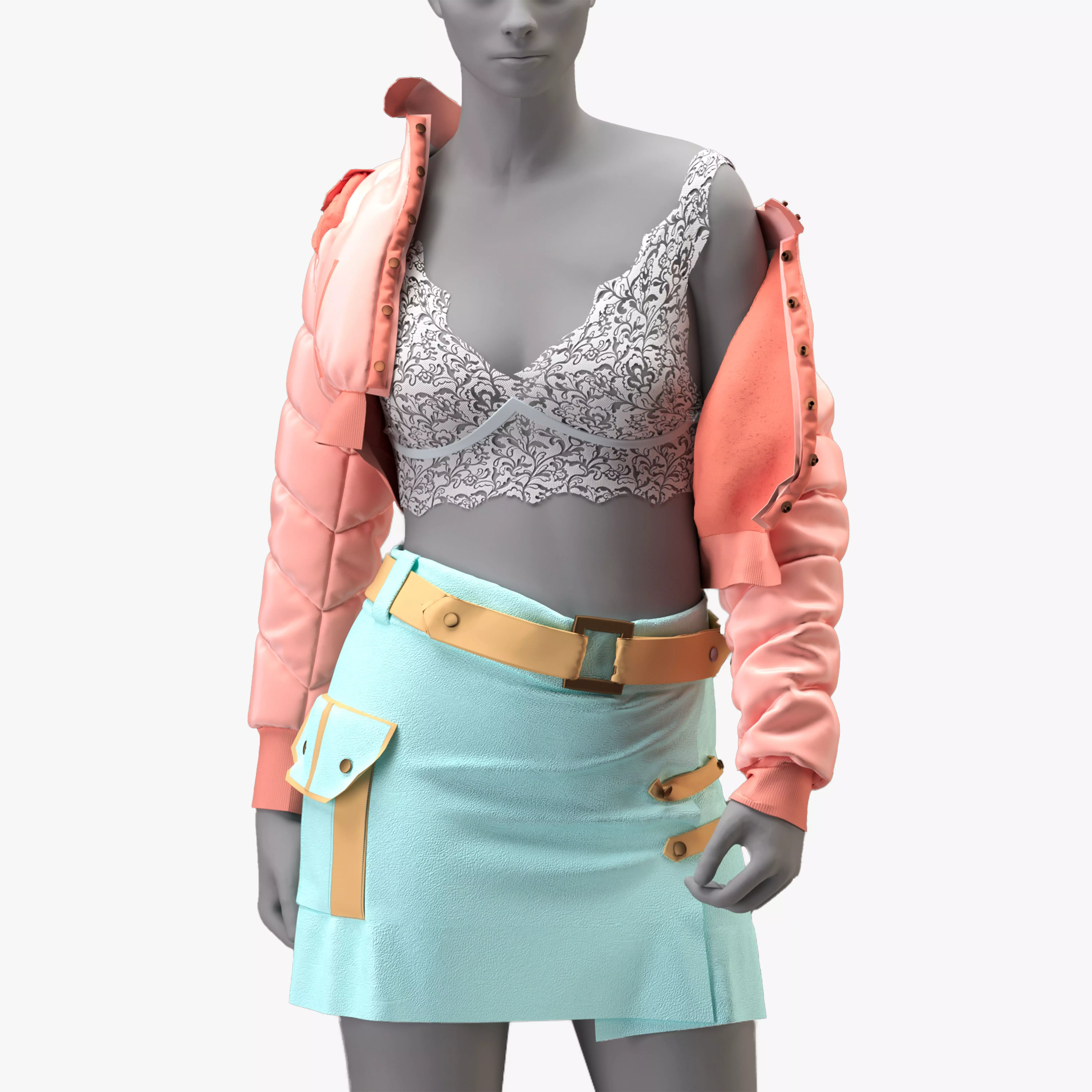 skirt and jacket - ZPRJ - FBX - OBJ- MTL- TEXTURES 3D model