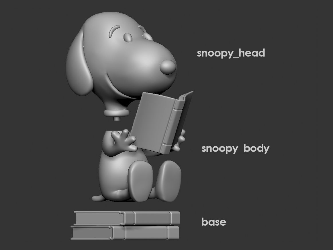 Snoopy Reader Decor 3D print model_1