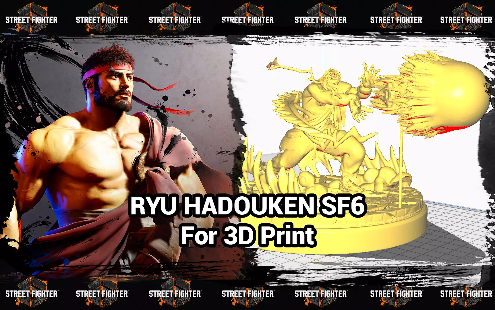 Ryu Street Fighter 6 Hadouken 3D print model_0