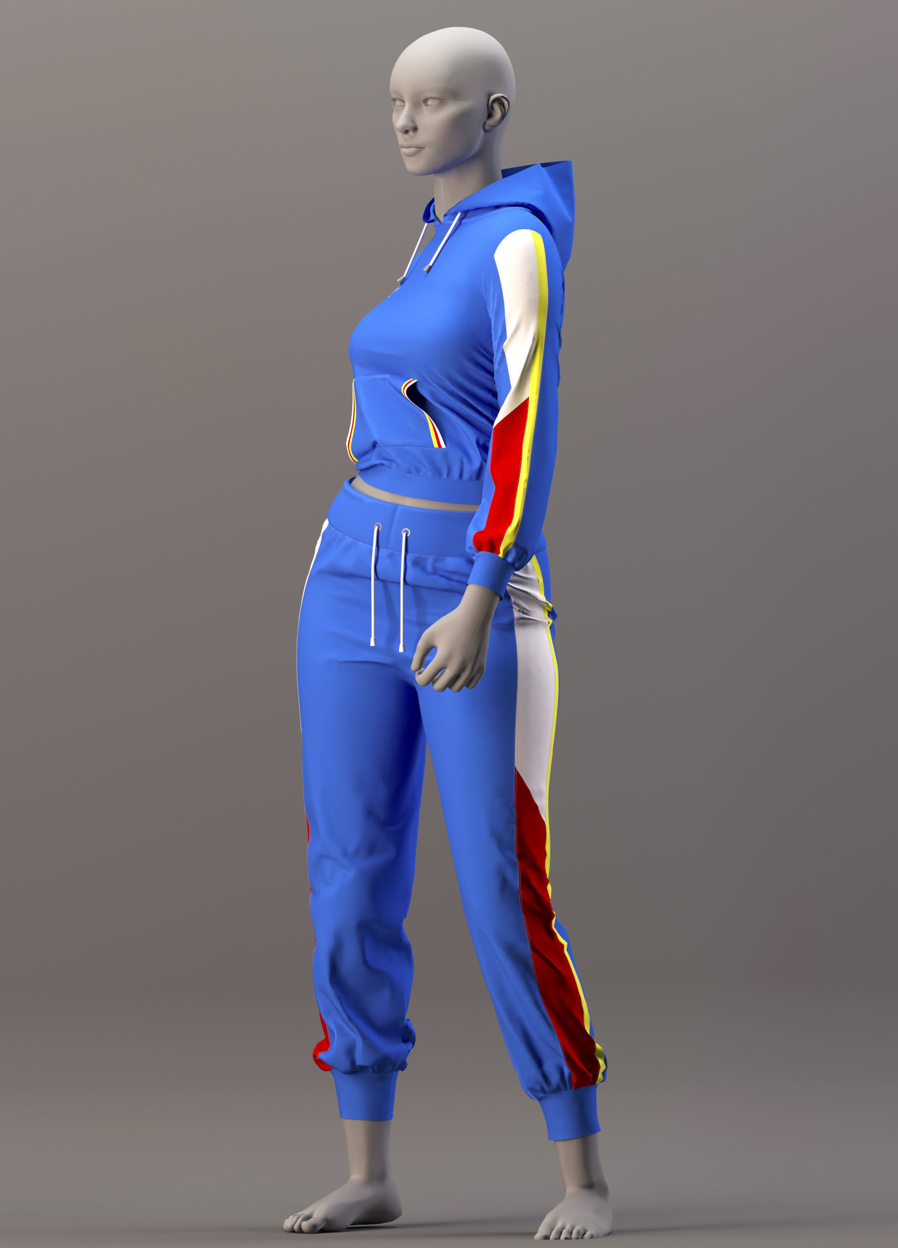  blue sportswear - outfit    -  ZPRG- FBX- OBJ- MTL -TEXTURES 3D model_7