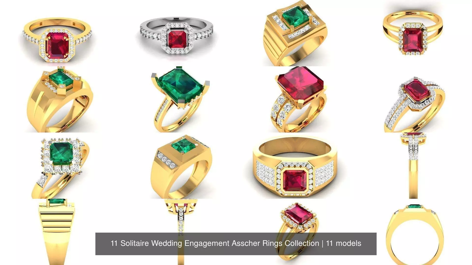 11 Solitaire Wedding Engagement Asscher Rings Collection _0