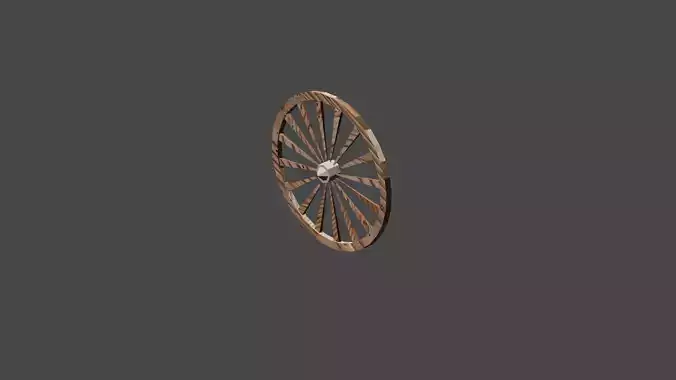 VINTAGE WOODEN CART WHEEL  3D model