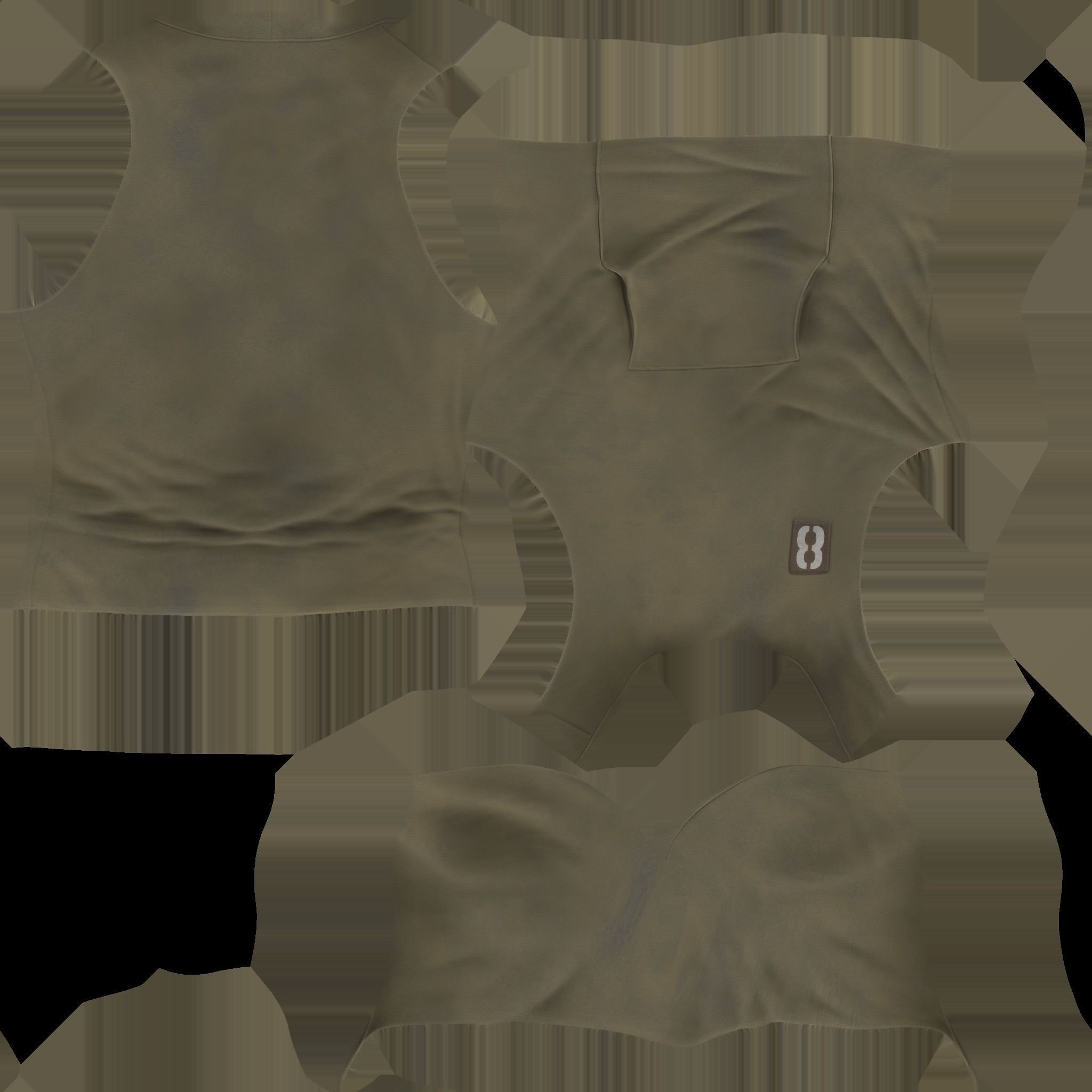 Hoodie Tank Top Bodybuilding Gym Workout Sleeveless Vest T-Shirt Low-poly 3D model_9