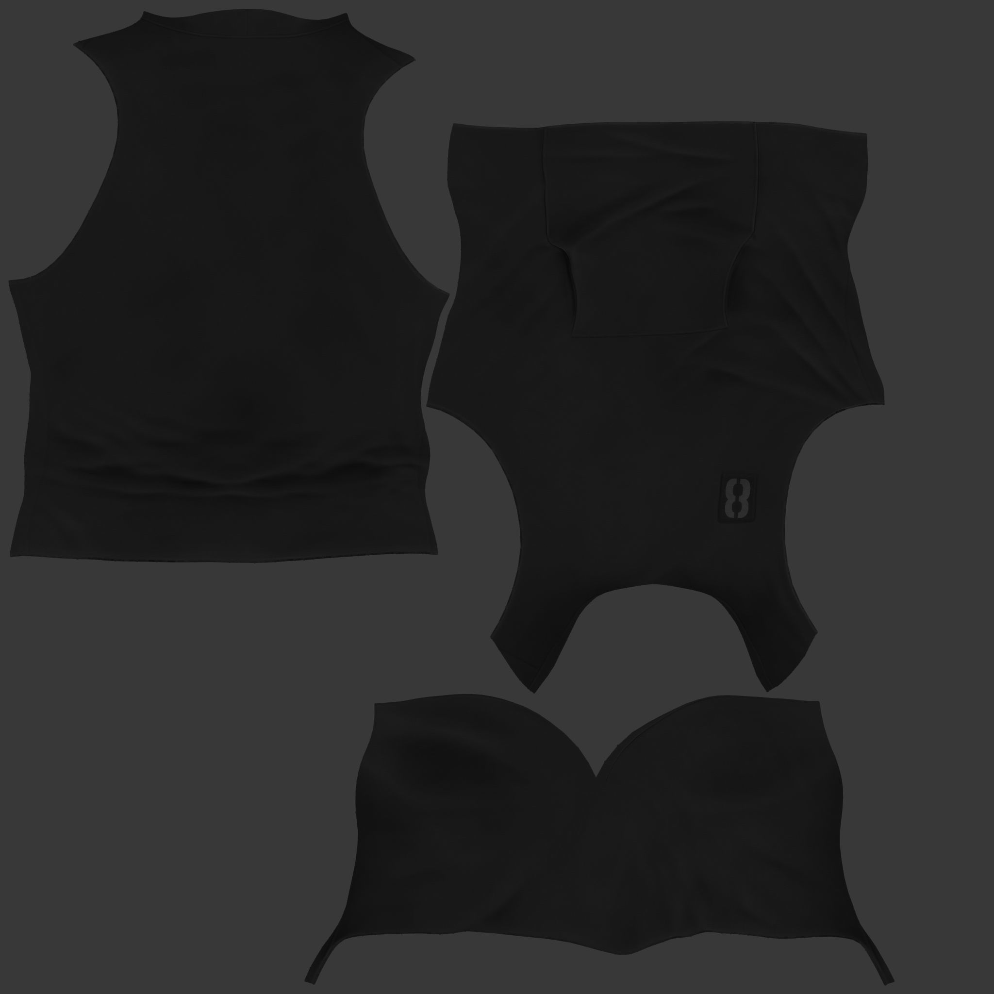 Hoodie Tank Top Bodybuilding Gym Workout Sleeveless Vest T-Shirt Low-poly 3D model_11