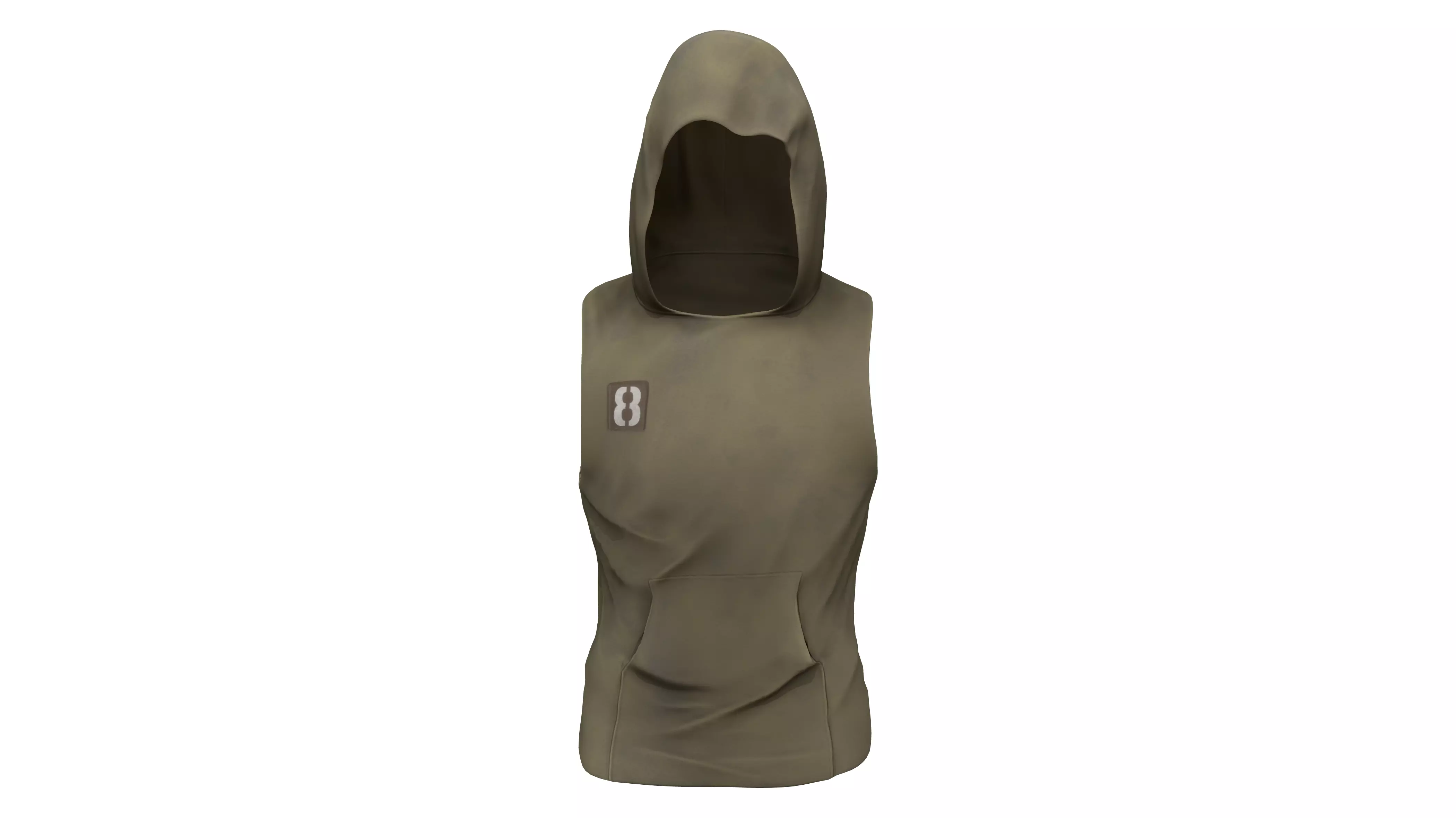 Hoodie Tank Top Bodybuilding Gym Workout Sleeveless Vest T-Shirt Low-poly 3D model_0