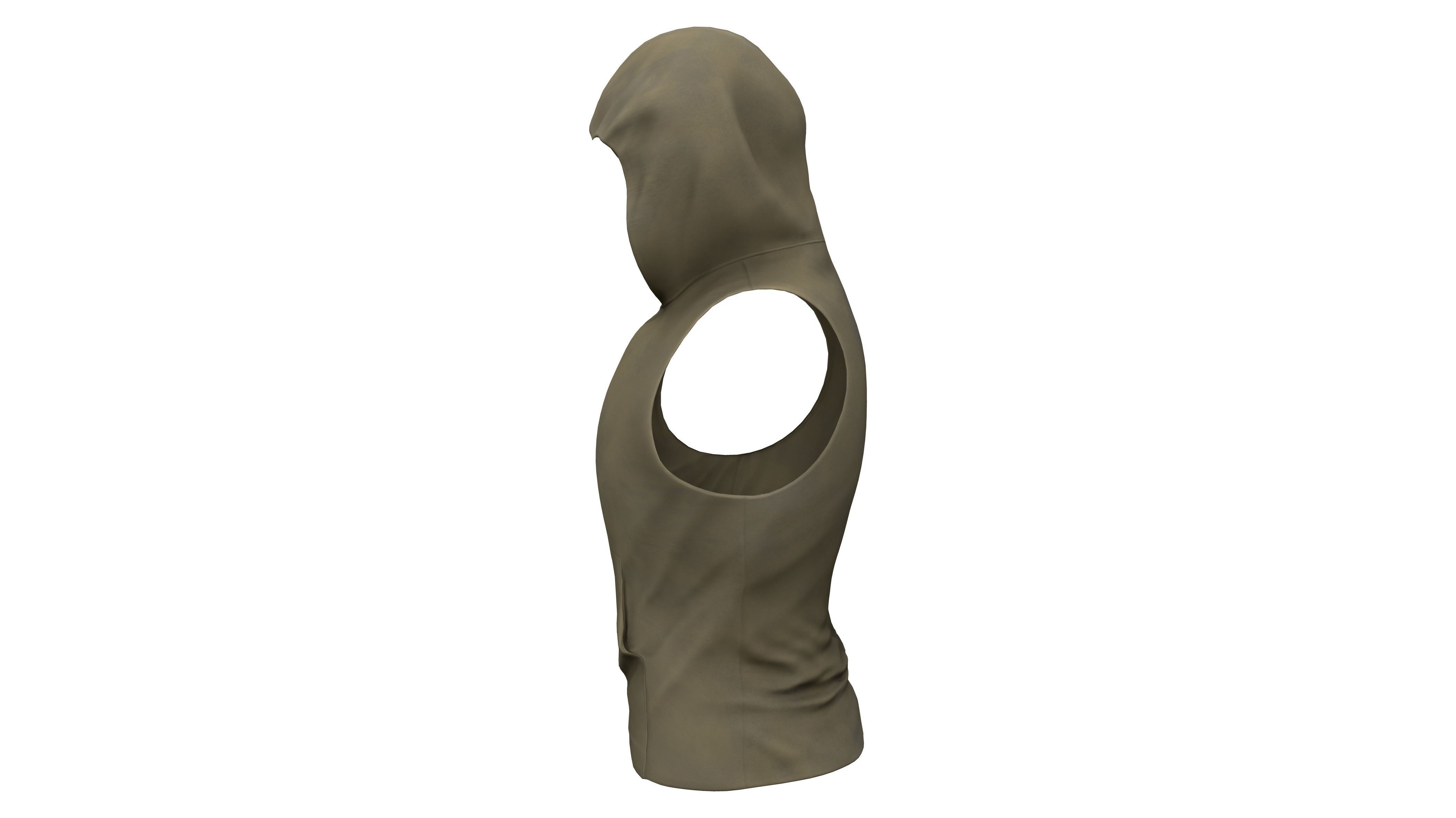 Hoodie Tank Top Bodybuilding Gym Workout Sleeveless Vest T-Shirt Low-poly 3D model_3