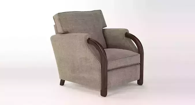 Eugene Printz 19th Century Lounge Armchair 3D model