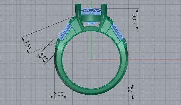 Round stone diamond ring 2252 3D print model 3D print model_6