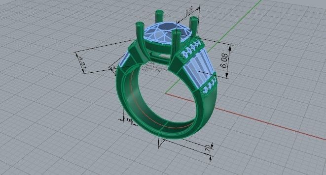 Round stone diamond ring 2252 3D print model 3D print model_5