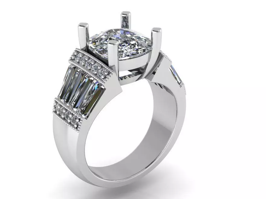 Round stone diamond ring 2252 3D print model 3D print model_0