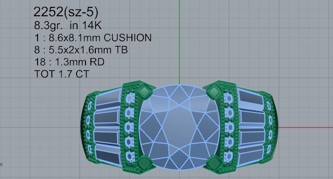 Round stone diamond ring 2252 3D print model 3D print model_4