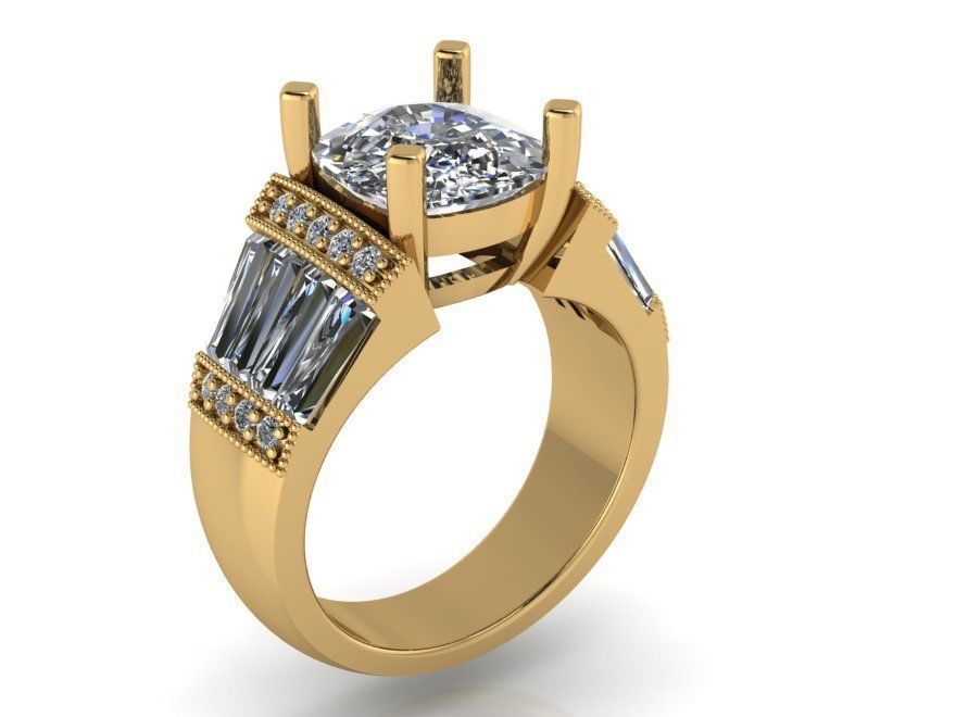 Round stone diamond ring 2252 3D print model 3D print model_1