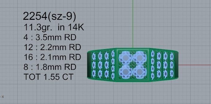 Emerald Cut Engraved Ring 2254 3D print model 3D print model_4