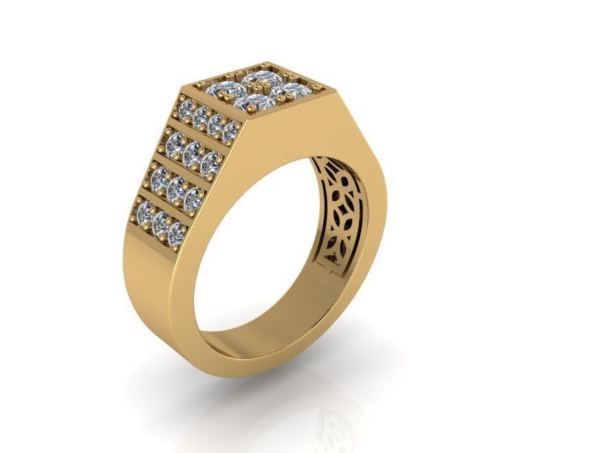 Emerald Cut Engraved Ring 2254 3D print model 3D print model_1