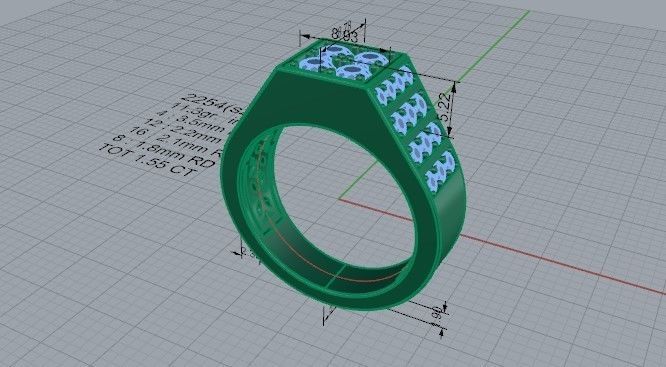 Emerald Cut Engraved Ring 2254 3D print model 3D print model_5