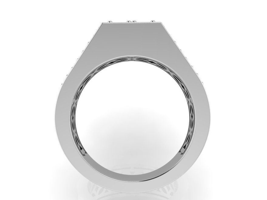 Emerald Cut Engraved Ring 2254 3D print model 3D print model_2