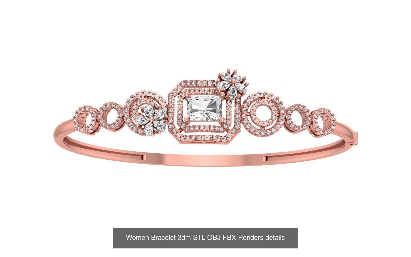 67 Women Bracelet Bangle 3dm STL OBJ FBX Details Collection _64