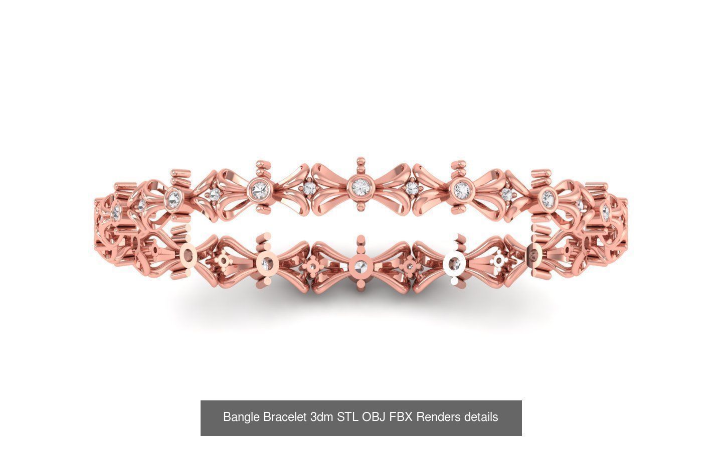 67 Women Bracelet Bangle 3dm STL OBJ FBX Details Collection _36