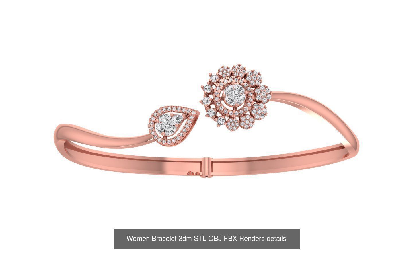 67 Women Bracelet Bangle 3dm STL OBJ FBX Details Collection _56