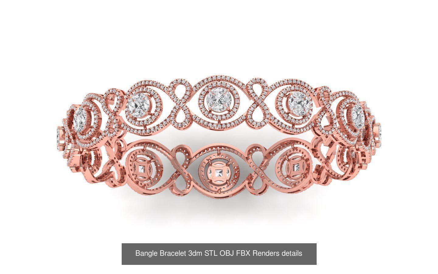 67 Women Bracelet Bangle 3dm STL OBJ FBX Details Collection _44